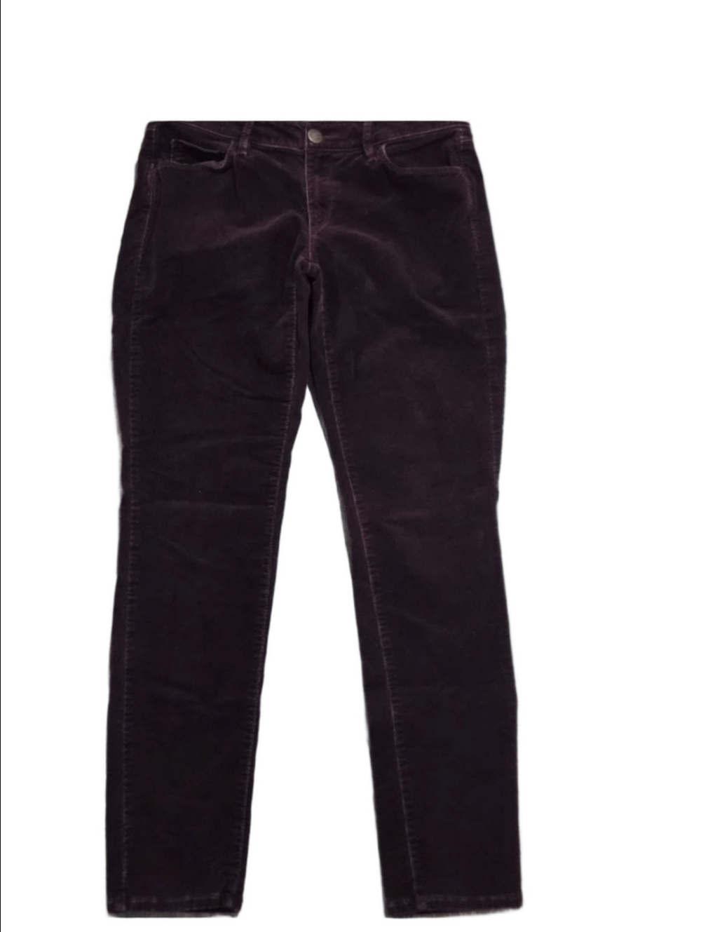LOFT Curvy Skinny Corduory Pants Brown Burgundy Size 27/4